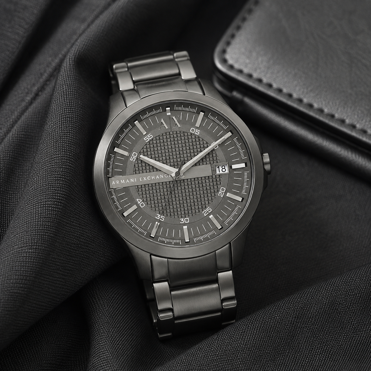 Armani Exchange AX2150 gunmetal watch lifestyle view
