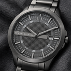 Armani Exchange AX2150 gray grid dial macro detail