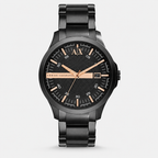 Armani Exchange AX2152 black and rose-gold-tone watch front packshot