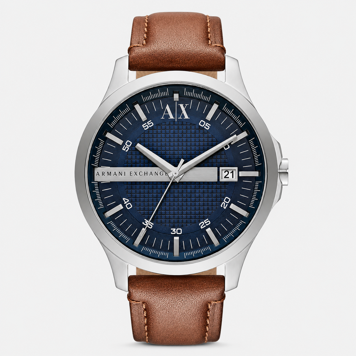 Armani Exchange AX2155 silver watch navy dial front packshot