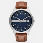 Armani Exchange AX2155 silver watch navy dial front packshot