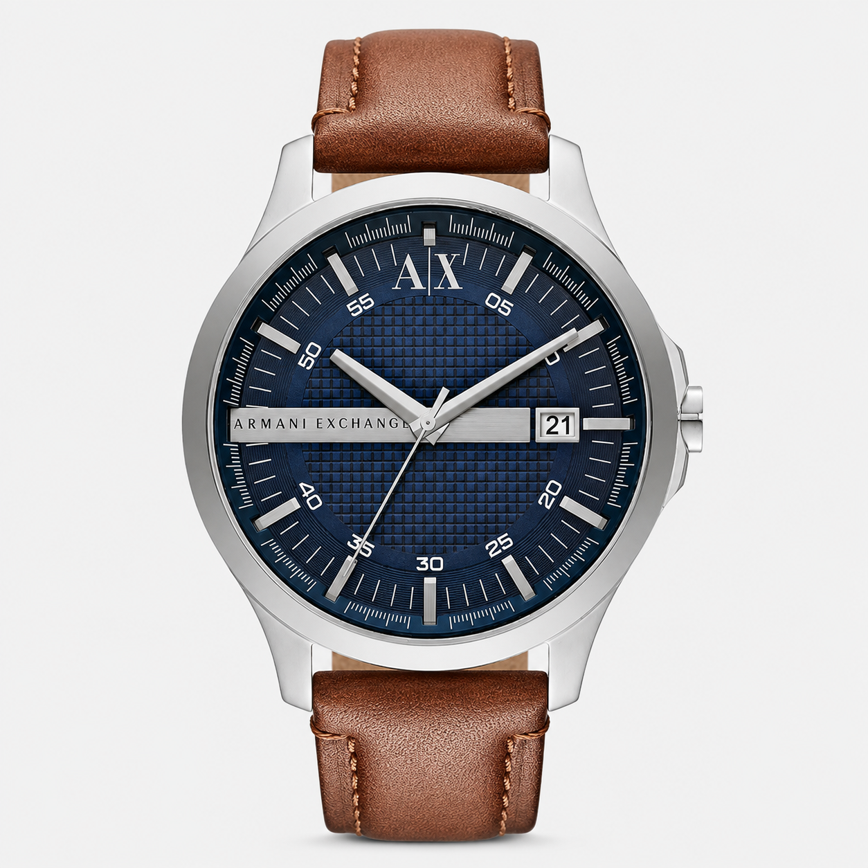 Armani Exchange AX2155 silver watch navy dial front packshot