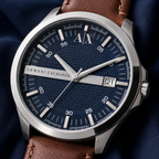 Armani Exchange AX2155 navy grid dial macro detail