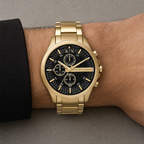 Armani Exchange AX2163 men's gold-tone chronograph on wrist