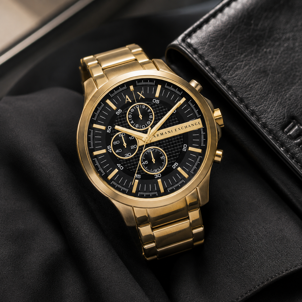 Armani Exchange AX2163 gold-tone chronograph lifestyle view