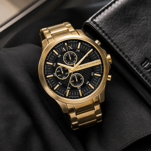 Armani Exchange AX2163 gold-tone chronograph lifestyle view