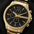Armani Exchange AX2163 black chronograph dial macro detail