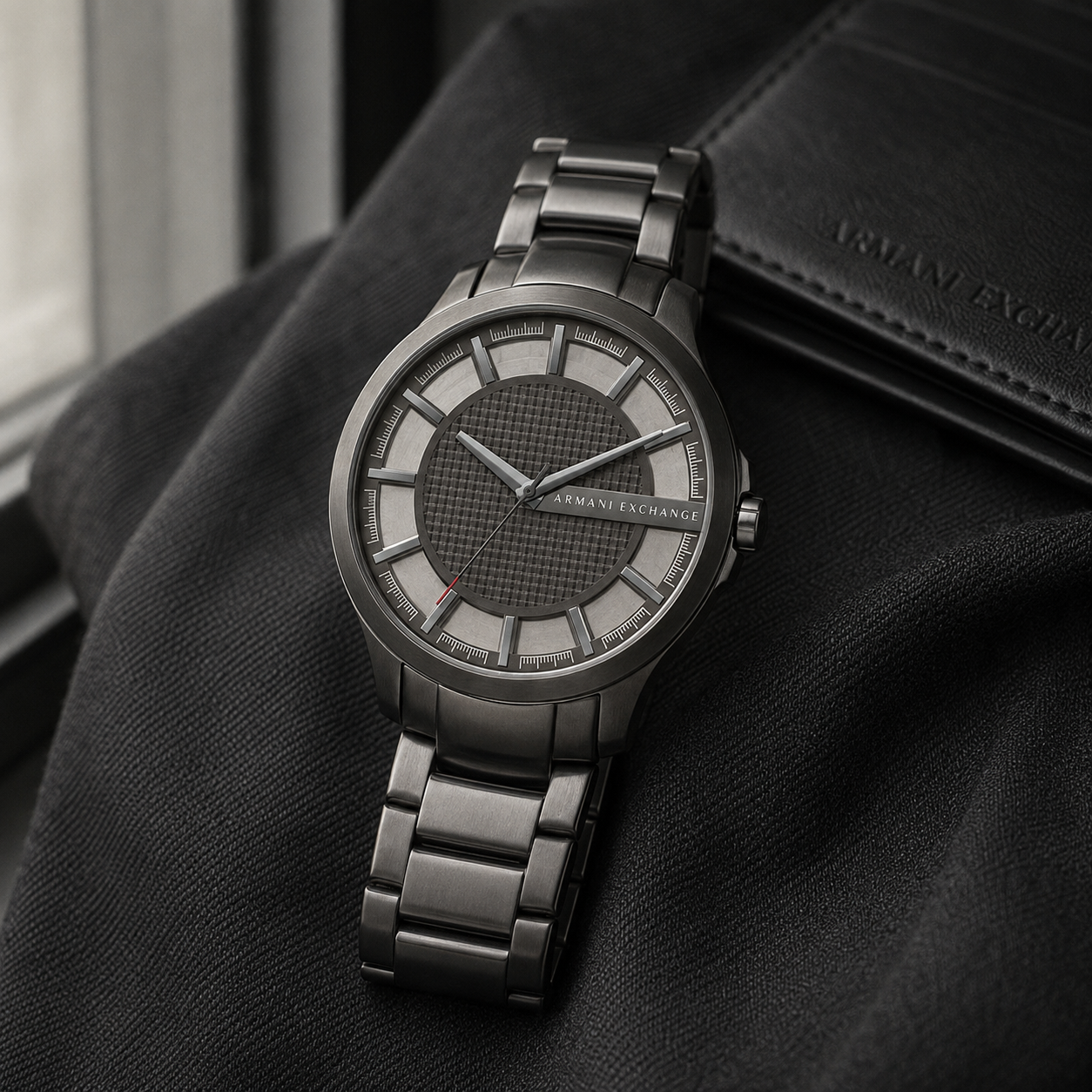 Armani Exchange AX2178 gunmetal watch lifestyle view