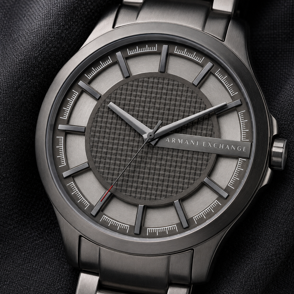 Armani Exchange AX2178 layered gray dial macro detail
