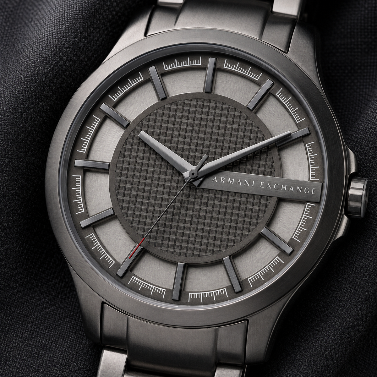 Armani Exchange AX2178 layered gray dial macro detail