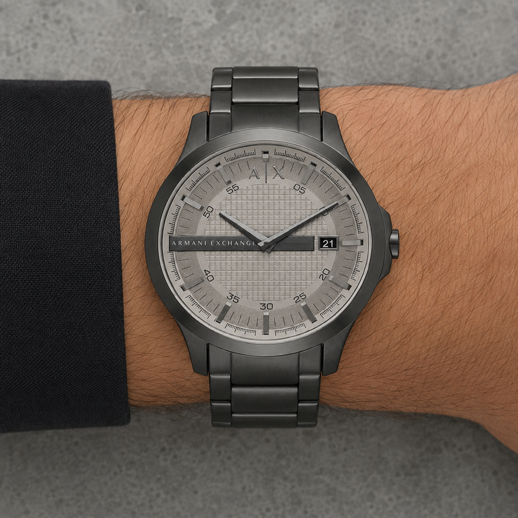 Armani Exchange AX2194 men's gunmetal watch on wrist
