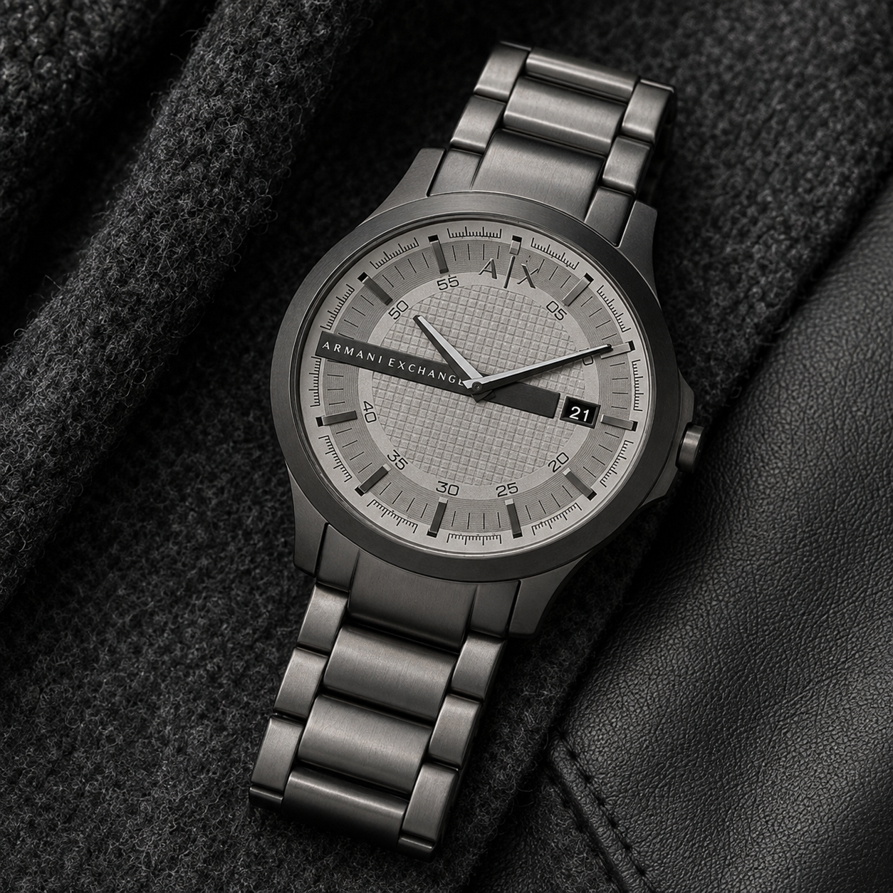 Armani Exchange AX2194 men's gunmetal watch lifestyle view