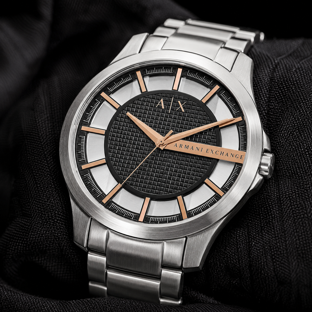 Armani Exchange AX2199 men's black grid dial macro