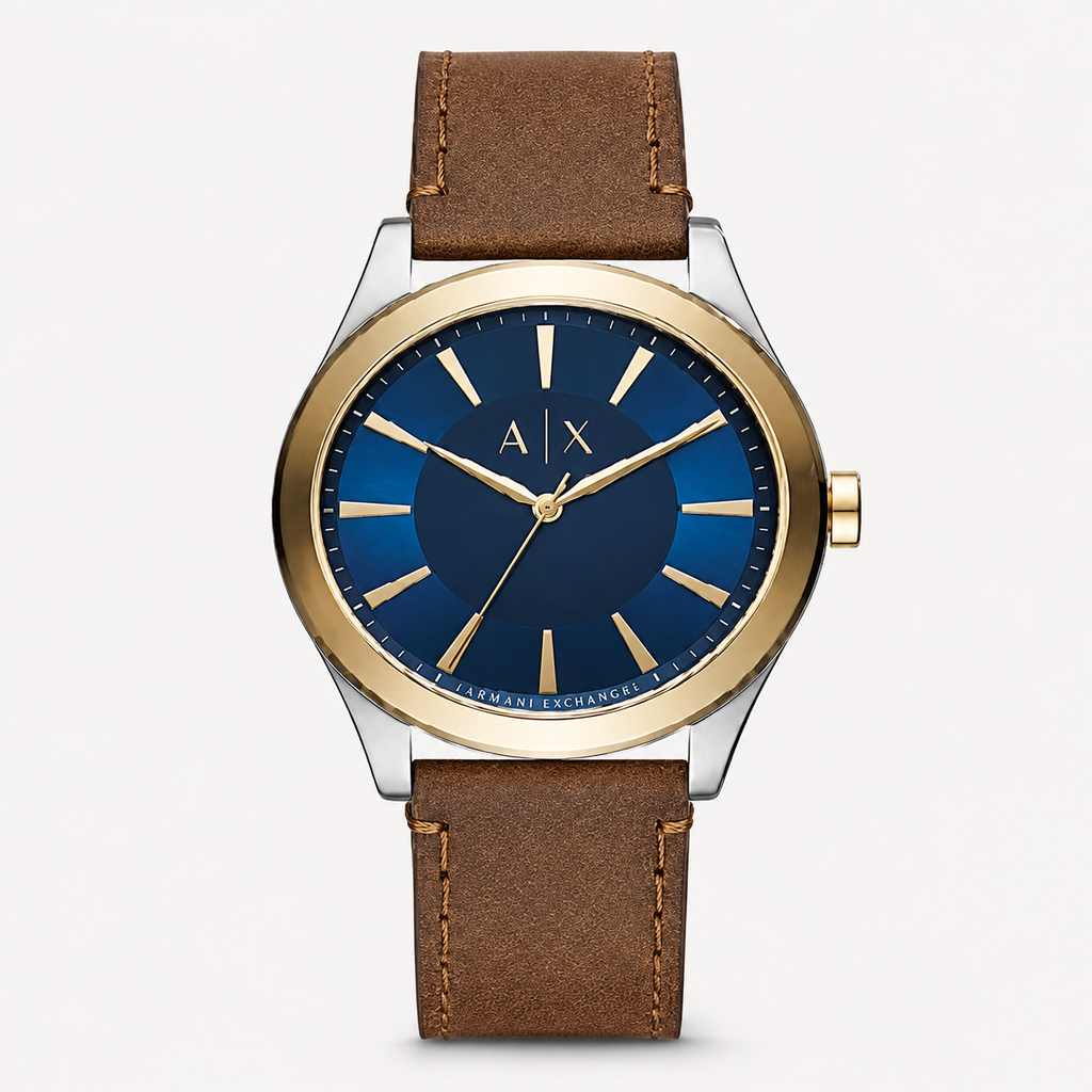 Armani Exchange AX2334 men's brown leather watch front packshot