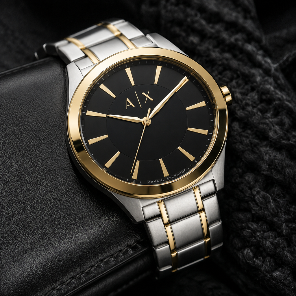 Armani Exchange AX2336 men's two-tone black watch lifestyle view