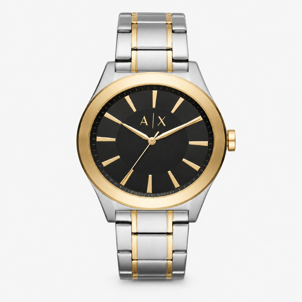 Armani Exchange AX2336 men's two-tone black watch front packshot