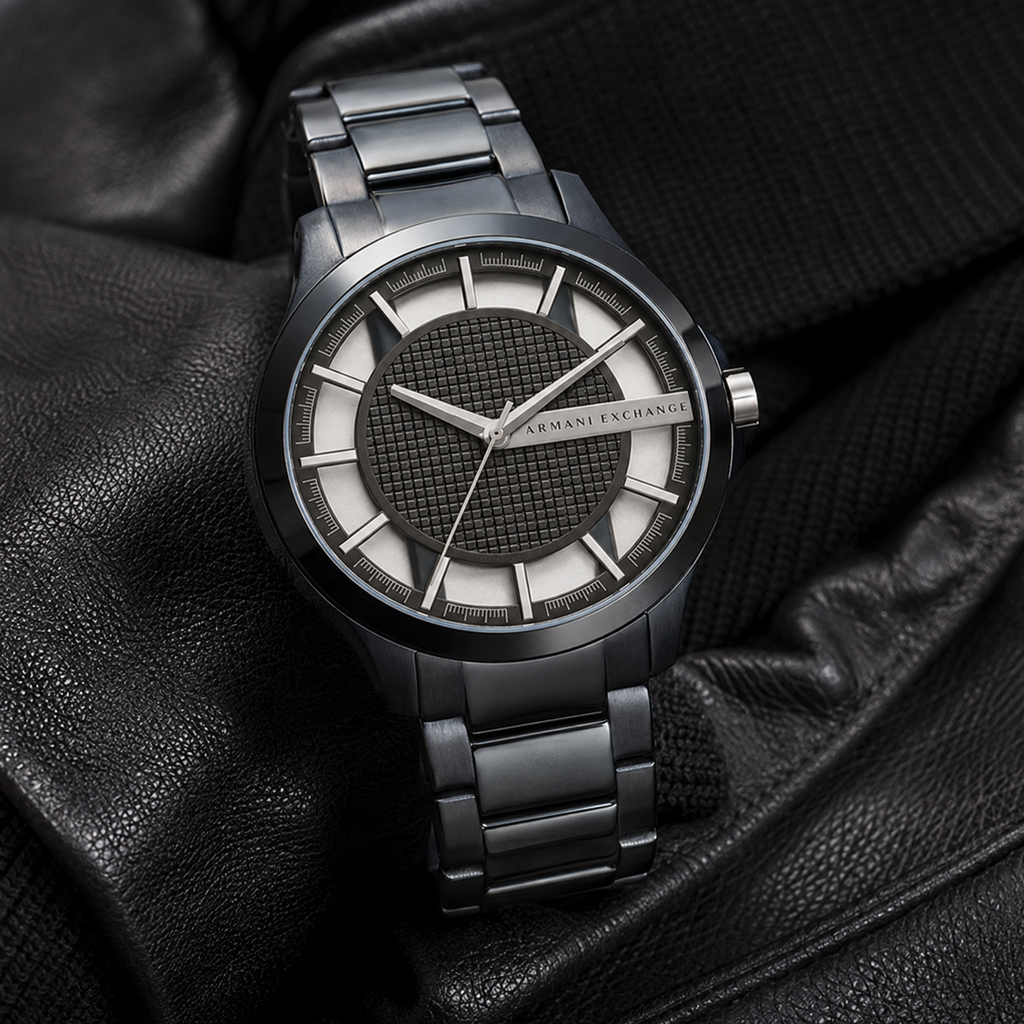 Armani Exchange AX2401 men's gunmetal watch lifestyle view