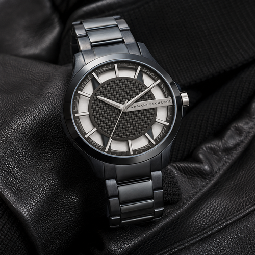 Armani Exchange AX2401 men's gunmetal watch lifestyle view