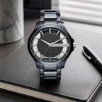 Armani Exchange AX2401 men's gunmetal watch desk setting