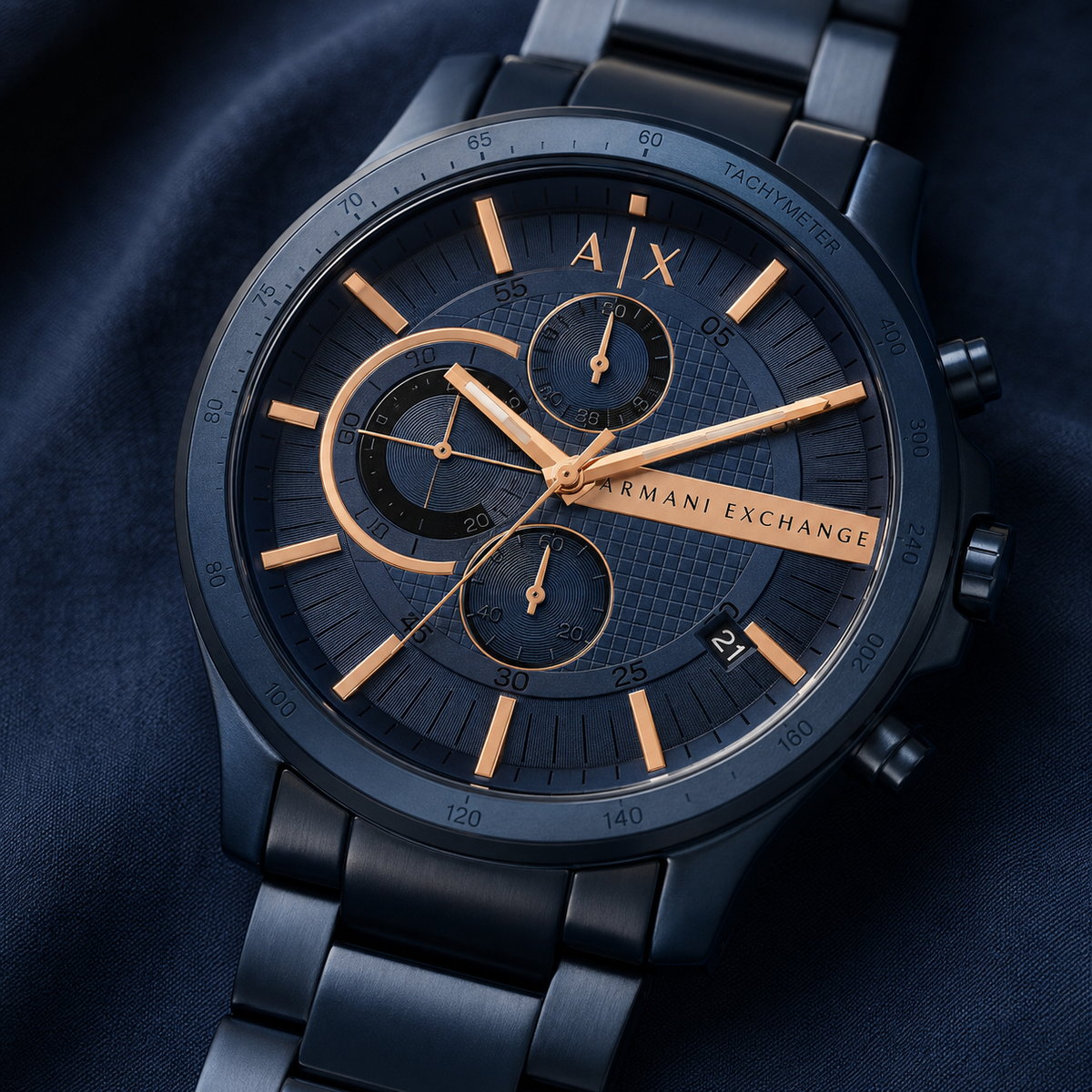 Armani Exchange AX2430 chronograph dial macro detail