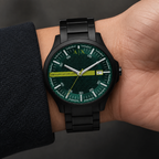 Armani Exchange AX2450 men's black and green watch on inner wrist
