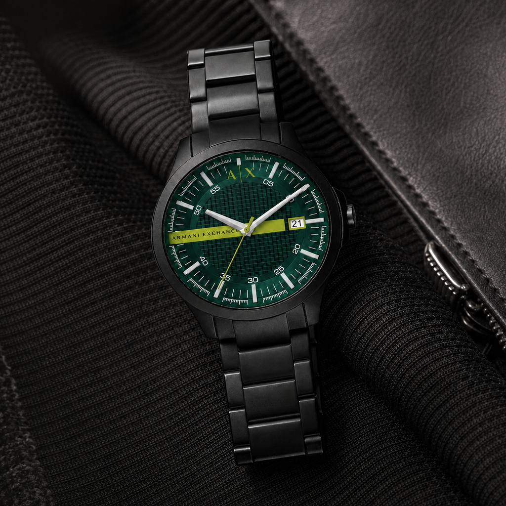 Armani Exchange AX2450 men's black and green watch lifestyle view
