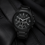 Armani Exchange AX2601 men's black chronograph lifestyle view