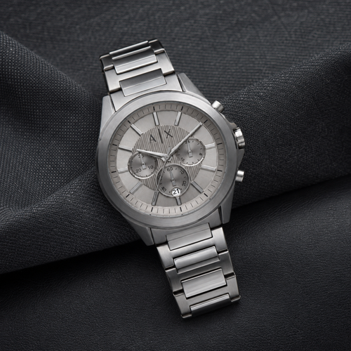 Armani Exchange AX2603 men's silver chronograph lifestyle view