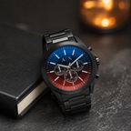 Armani Exchange AX2615 men's black blue red chronograph desk setting