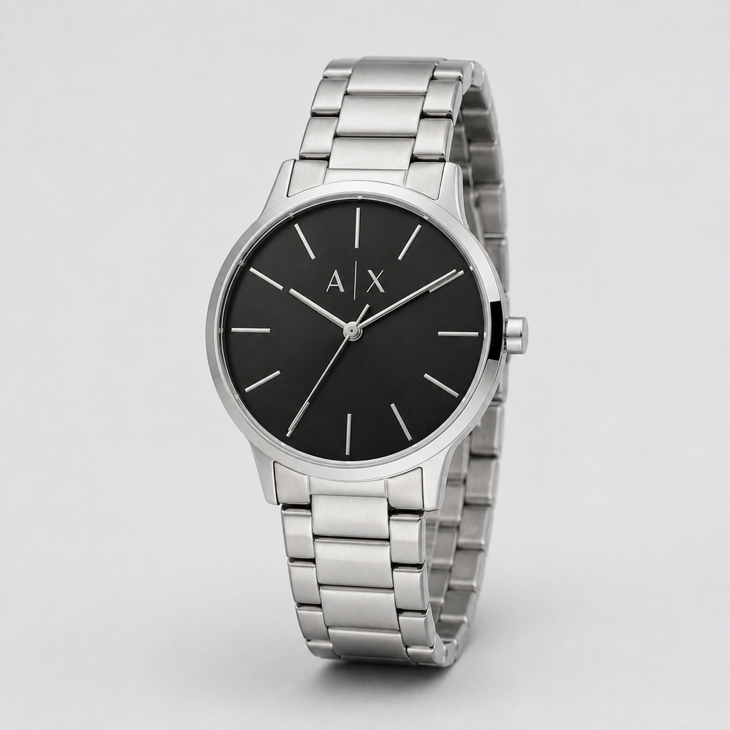 Armani Exchange AX2700 men's silver black minimalist product view