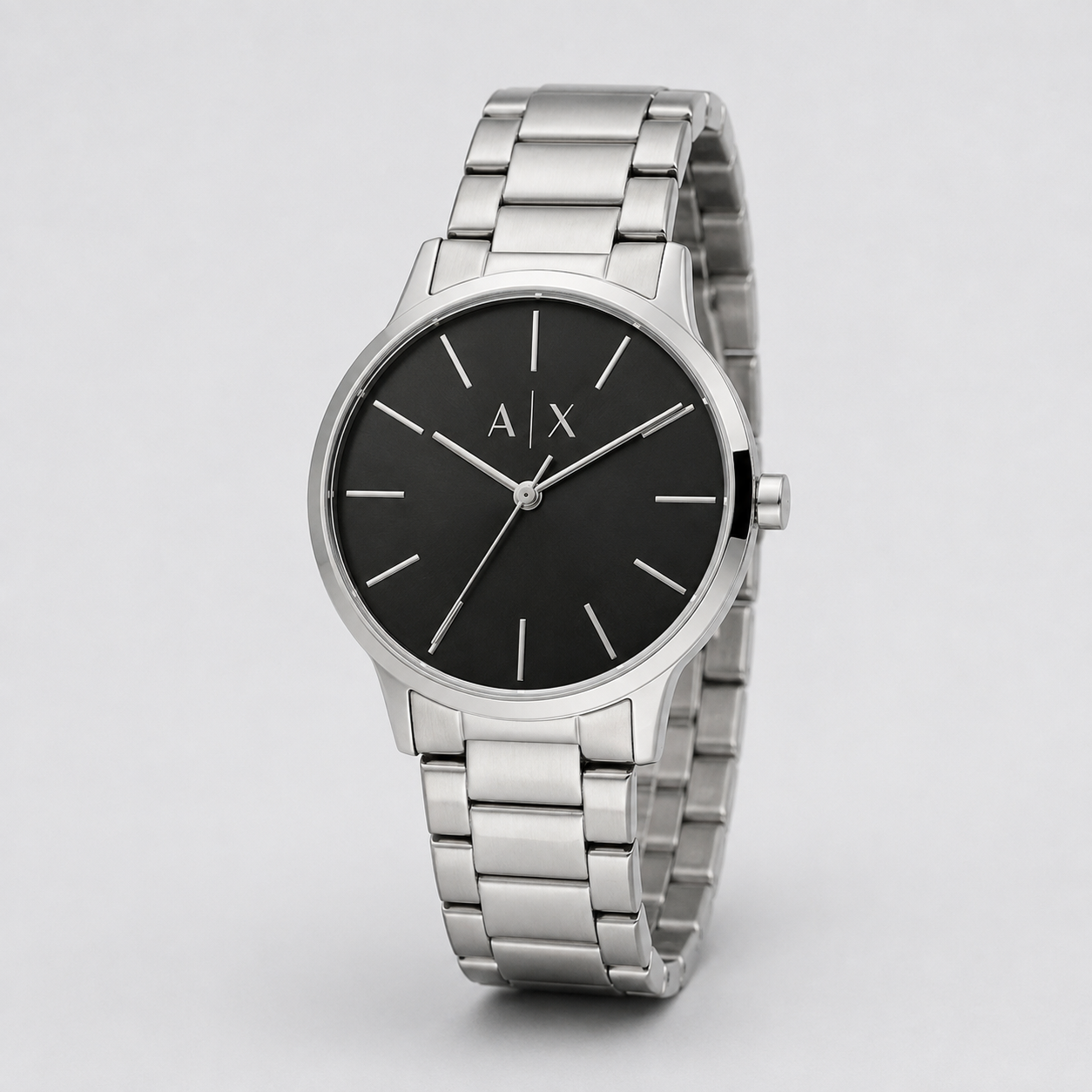 Armani Exchange AX2700 men's silver black minimalist product view