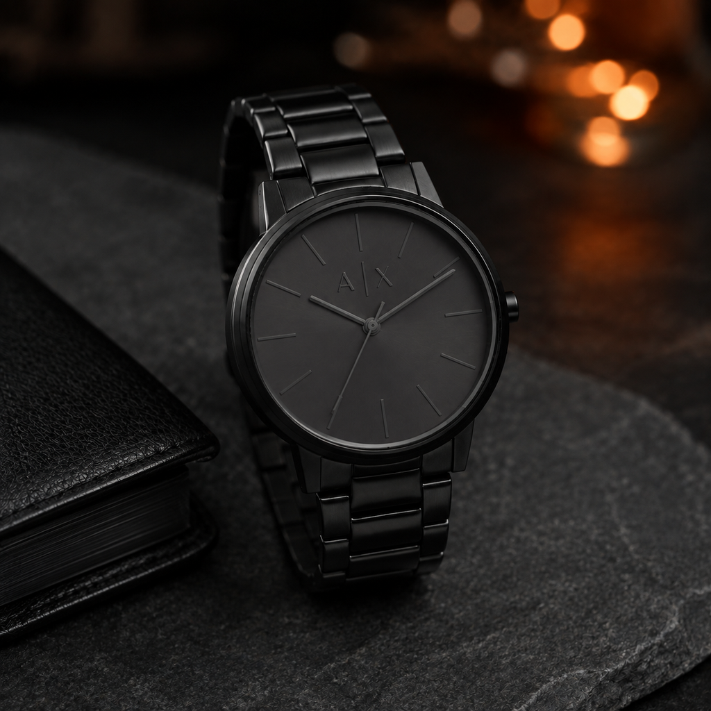 Armani Exchange AX2701 men's all black minimalist desk setting