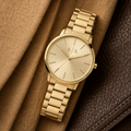 Armani Exchange AX2707 gold watch lifestyle