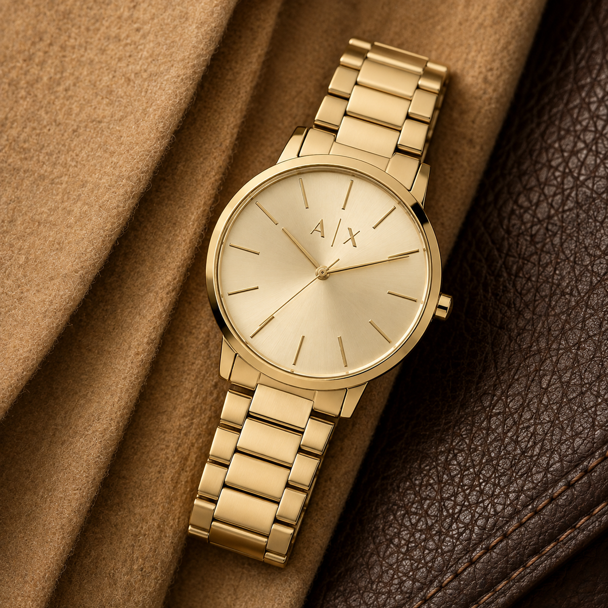 Armani Exchange AX2707 gold watch lifestyle
