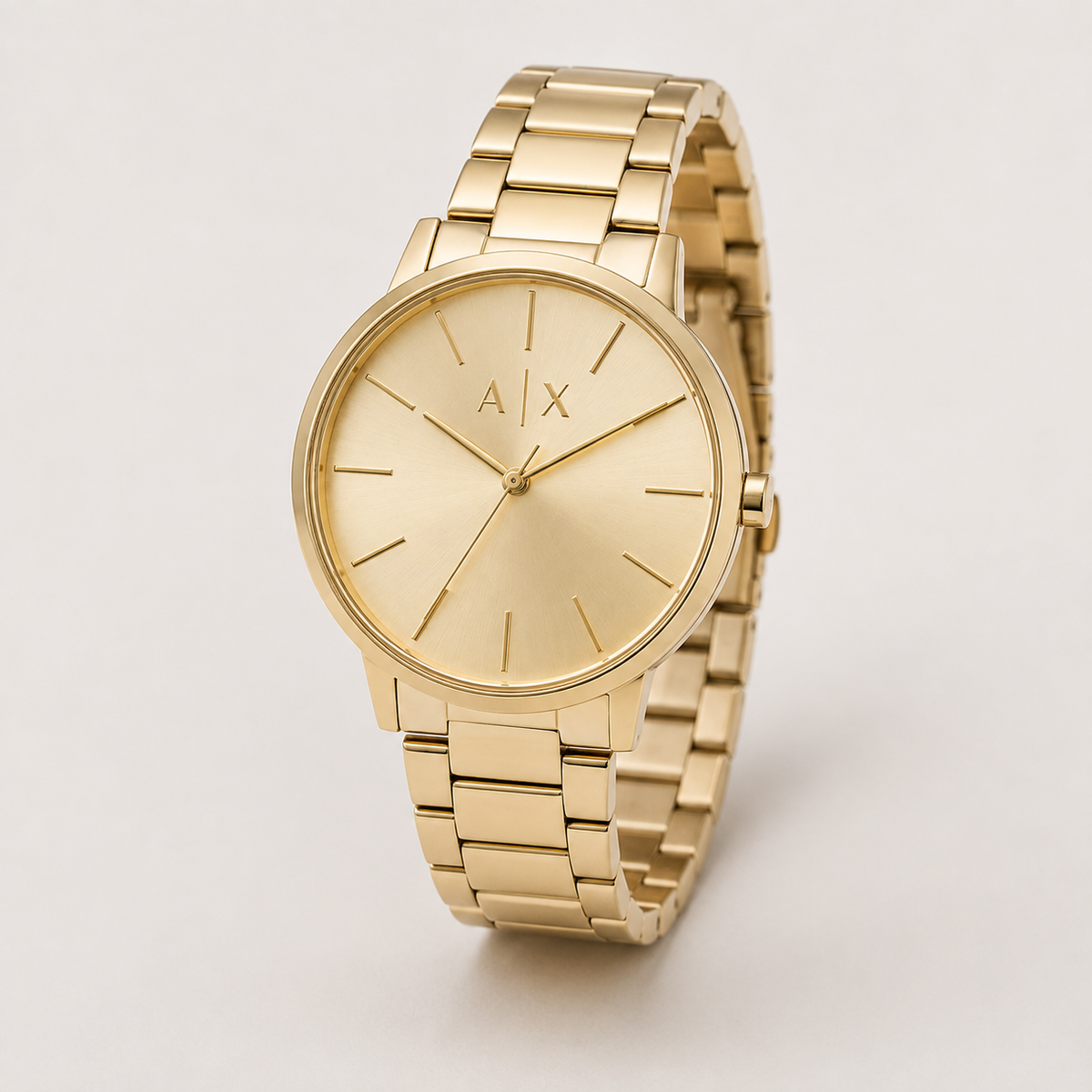 Armani Exchange AX2707 gold watch packshot