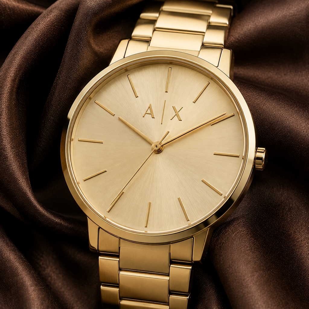 Armani Exchange AX2707 gold watch macro