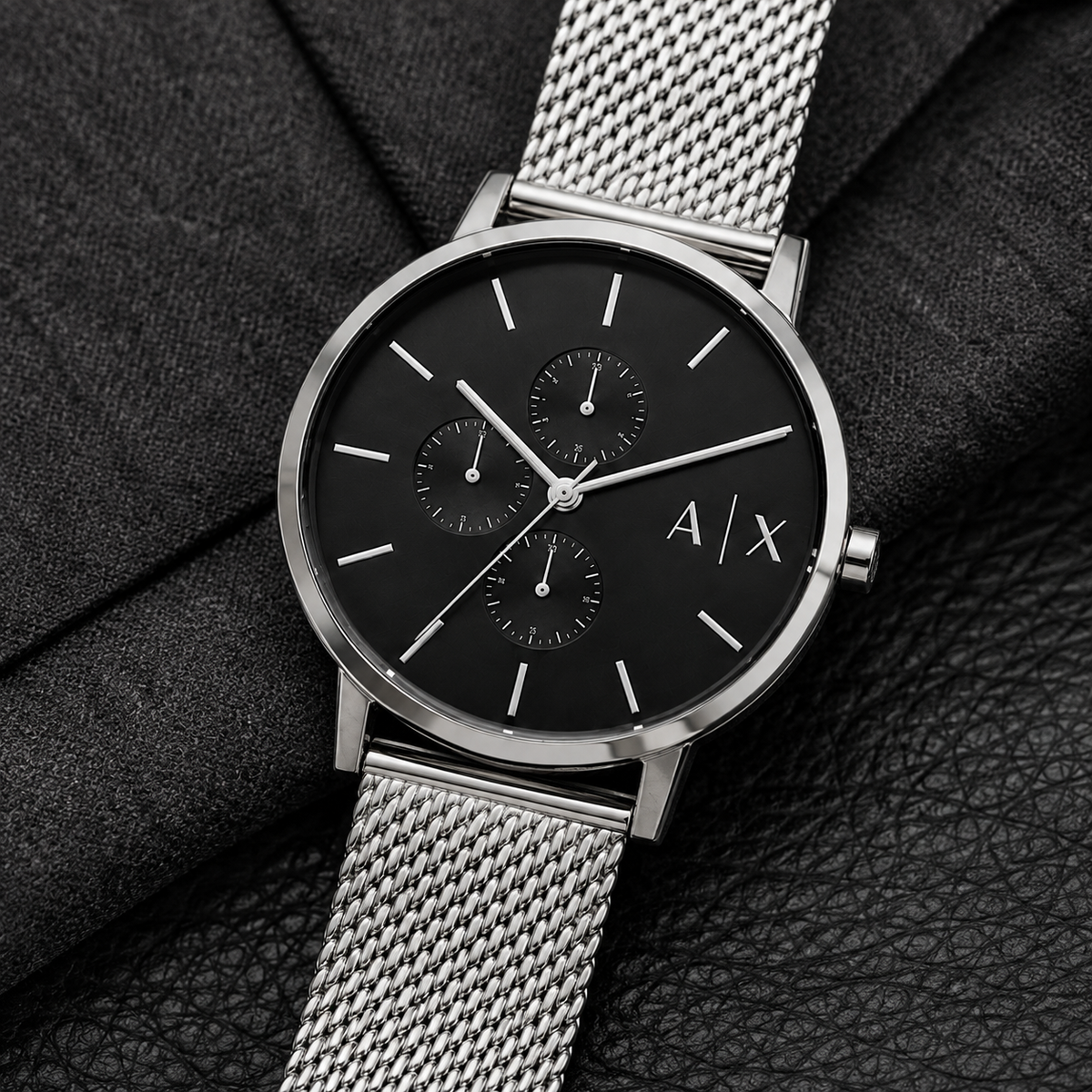 Armani Exchange AX2714 silver mesh watch lifestyle