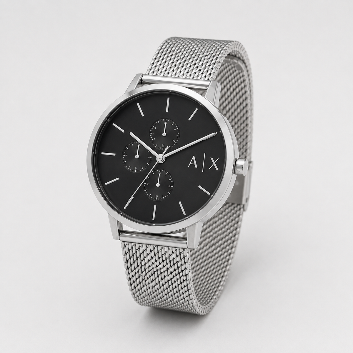 Armani Exchange AX2714 silver mesh watch packshot