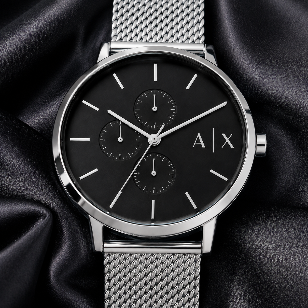 Armani Exchange AX2714 silver mesh watch macro