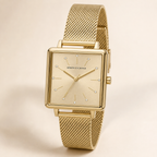 AX5535 women's gold square mesh watch studio view