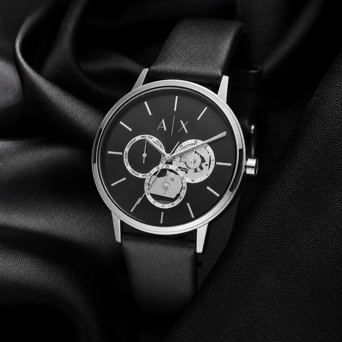 AX5536 women's black multifunction watch editorial view