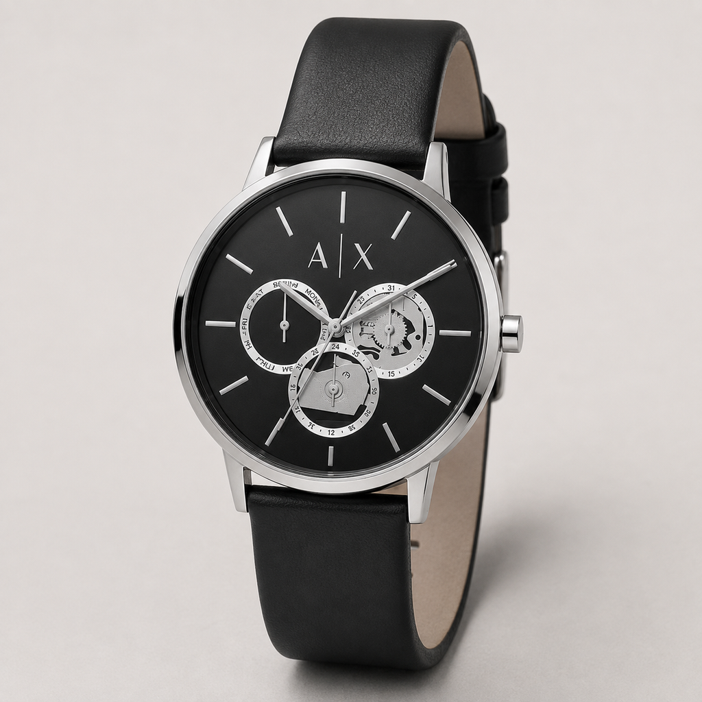AX5536 women's black multifunction watch studio view