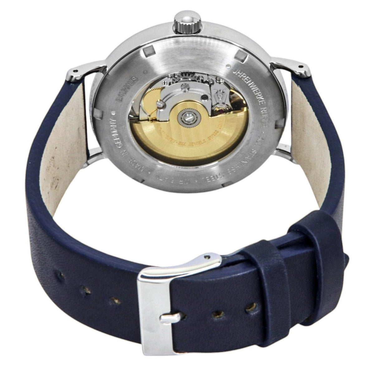 Bauhaus lederen band donkerblauwe wijzerplaat automatisch 21523 herenhorloge
