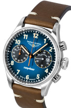 Bauhaus Aviation Tornado Chronograph Lederarmband Blaues Zifferblatt Quarz 27723 Herrenuhr