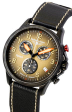 Bauhaus Aviation Flyback Chronograph Leather Strap Brown Dial Quartz 28885 100M Men's Watch