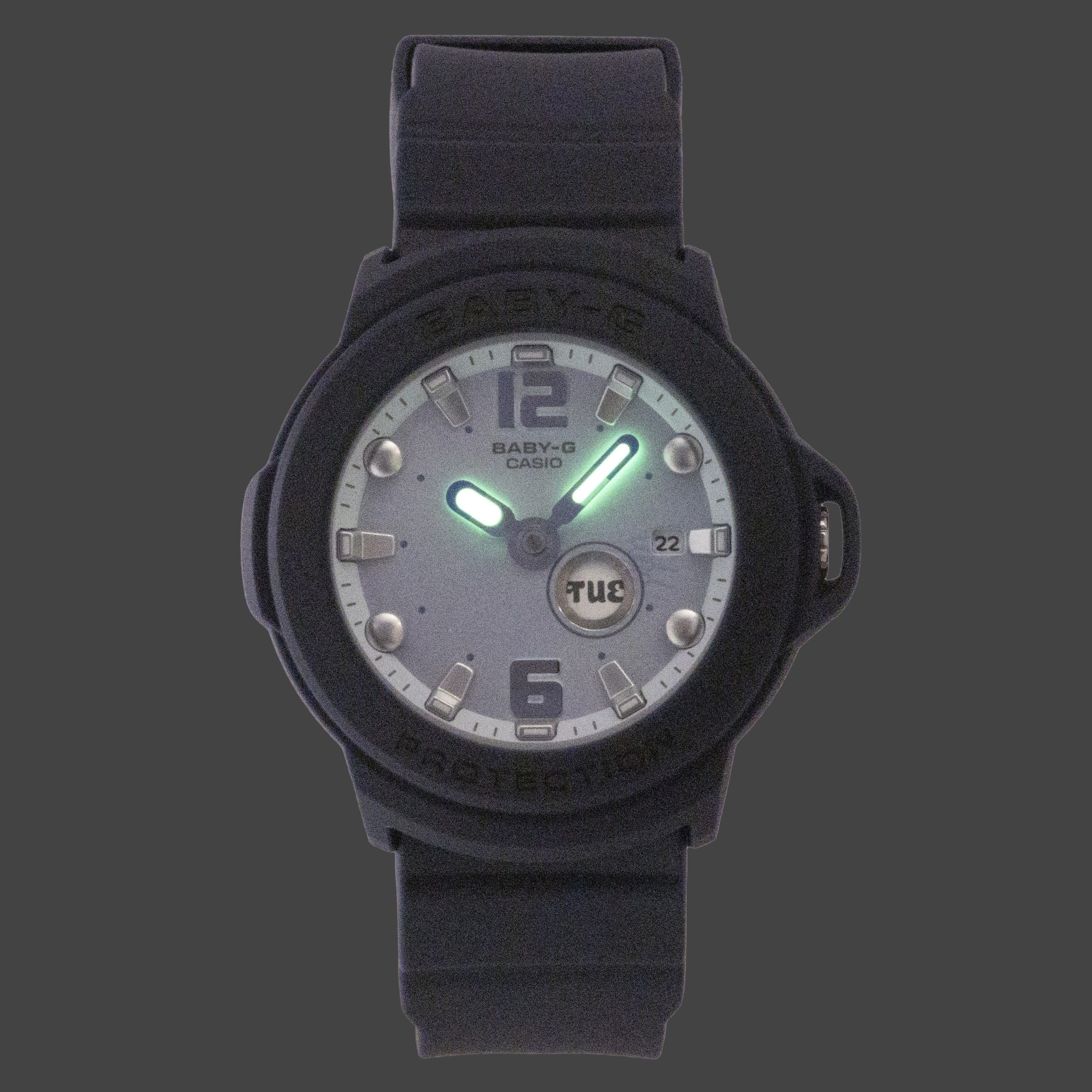 Casio Baby-G Plus Analog Resin Strap Light Blue Dial Quartz BGA-15K-2A 100M Women's Watch With Convertible Holder