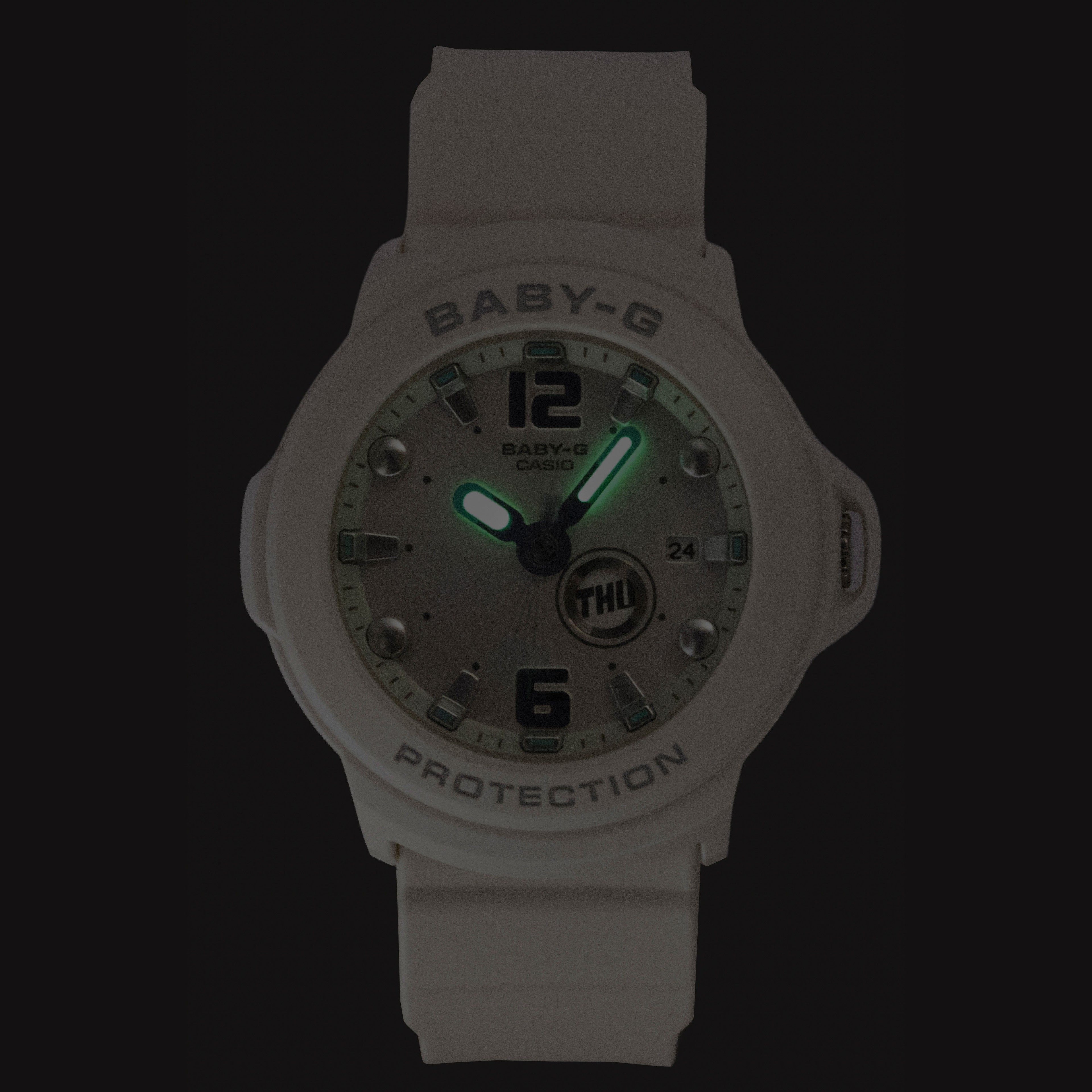 Casio Baby-G Plus Analog Resin White Dial Quartz BGA-15K-7A 100M Women's Watch With Convertible Holder