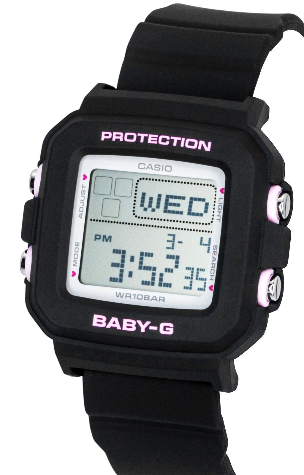 Casio Baby-G Plus Digital Resin Strap Quartz BGD-10KH-1 100M Women's Watch With Silicone Holder