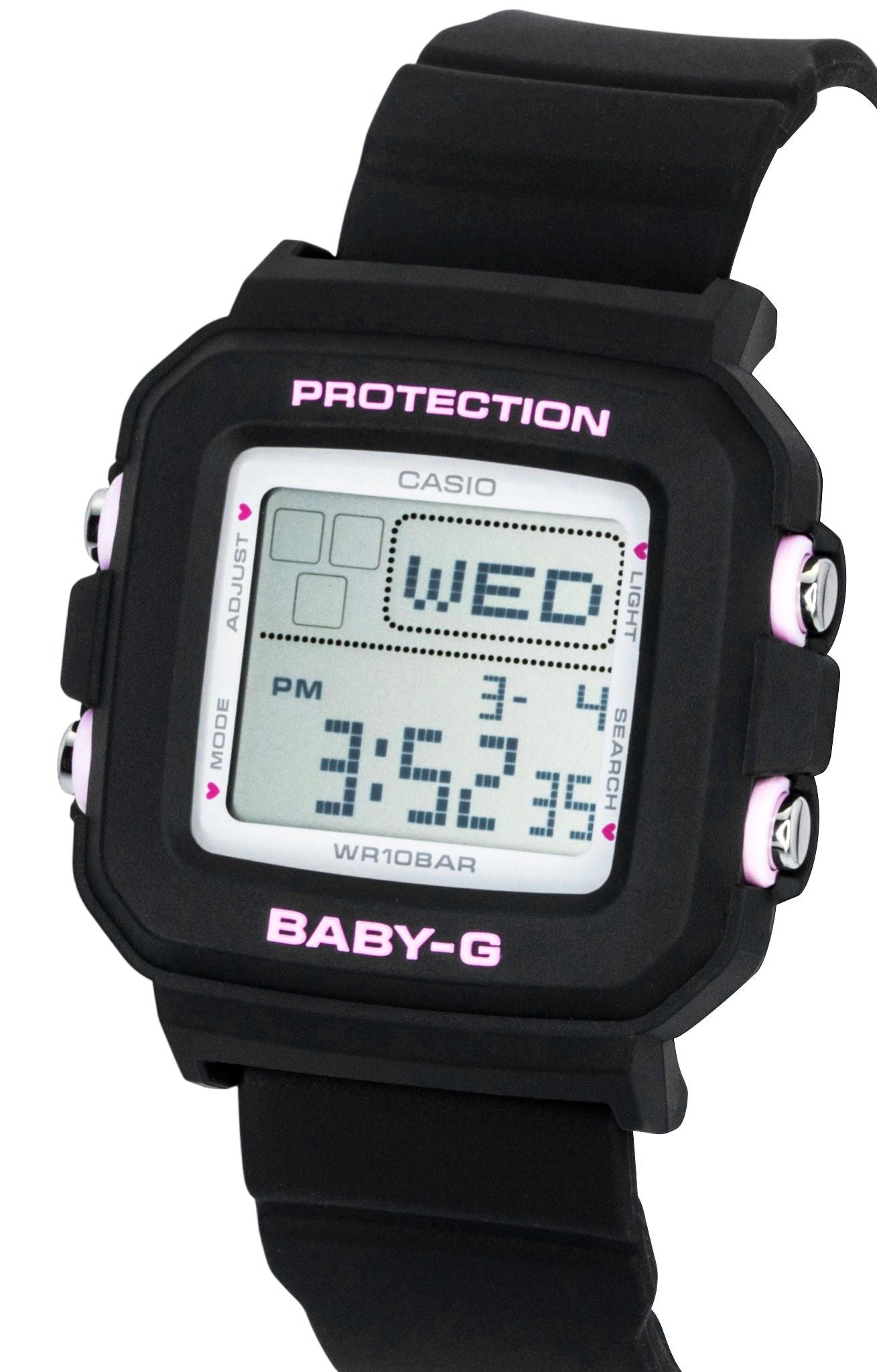 Casio Baby-G Plus Digital Resin Strap Quartz BGD-10KH-1 100M Women's Watch With Silicone Holder