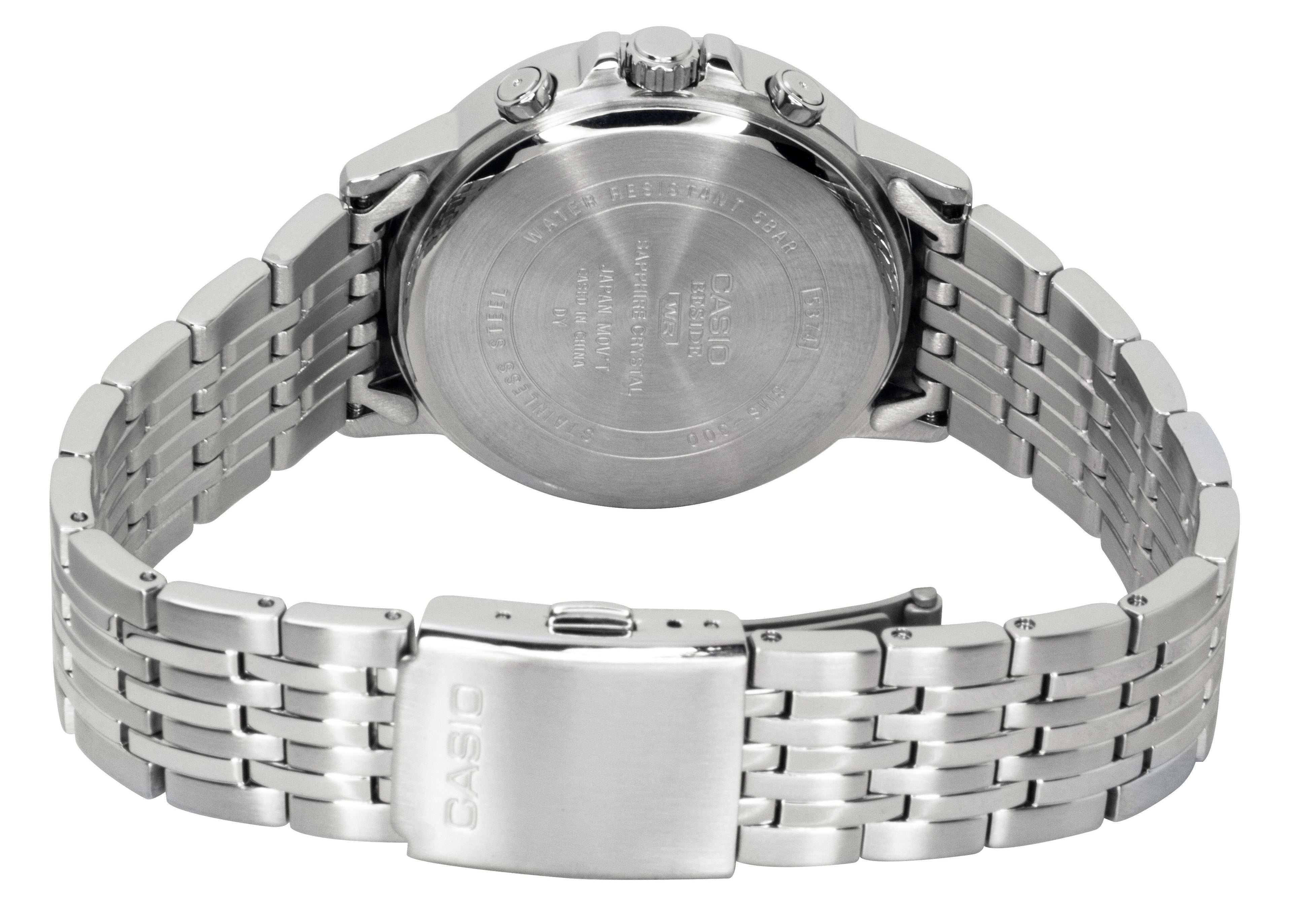 Casio Beside Analog Stainless Steel Black Dial Quartz BMS-300D-1AV Men's Watch